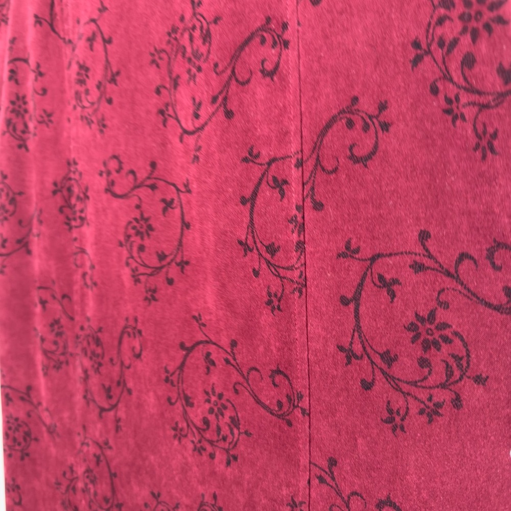 VTG 90s Whimsigoth Jumper Dress Medium Burgundy Paisley Maxi Faux Suede Western - Picture 5 of 7